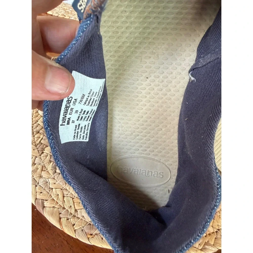 Havaianas Origine Denim Espadrilles Womens 7 Blue Slip On Shoes Brazil Round Toe